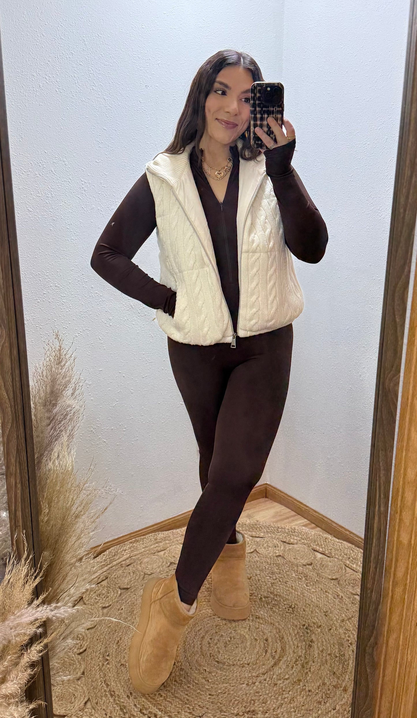 Cable Knit Puffer Vest