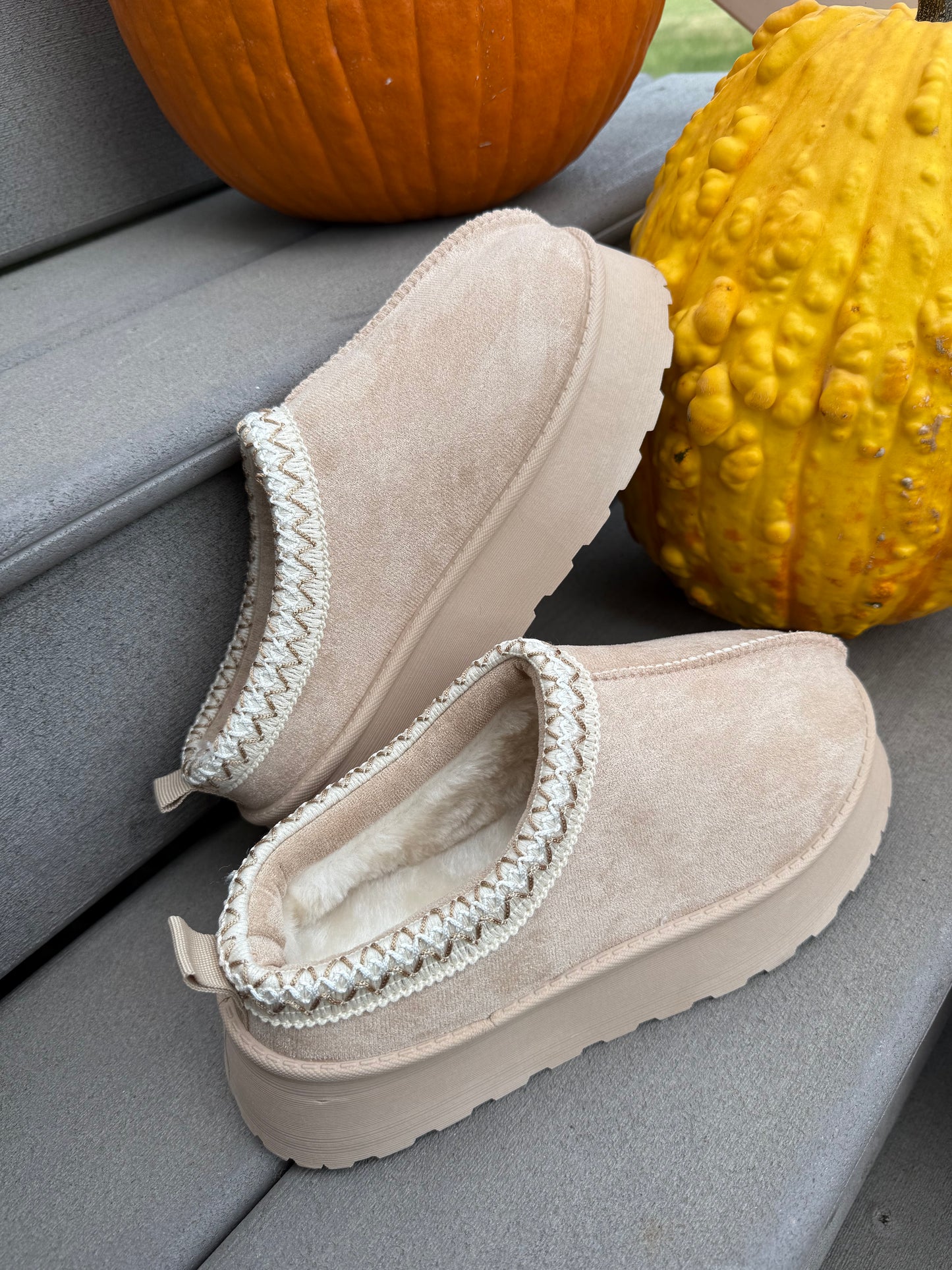 Tazz Platform Slip-Ons: Cream