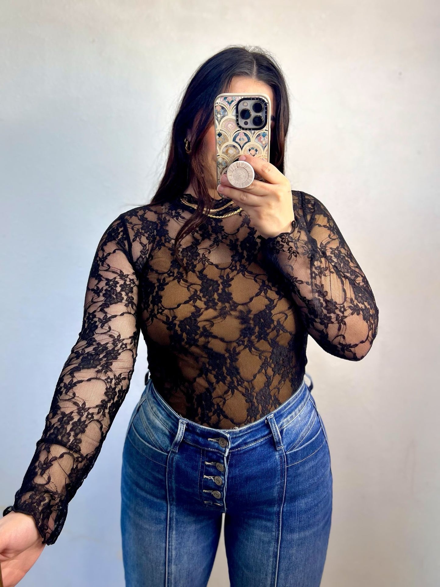 Floral Lace Sheer Layering Tops