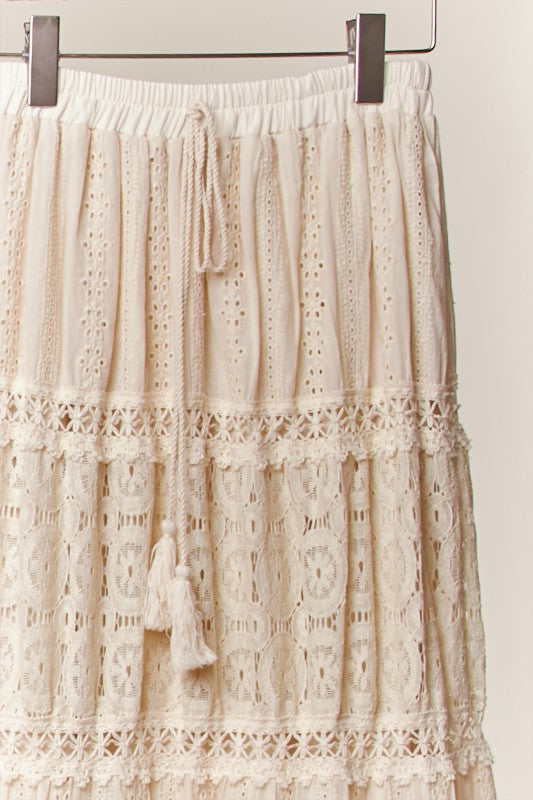 Wisteria Boho Lace Maxi Skirt