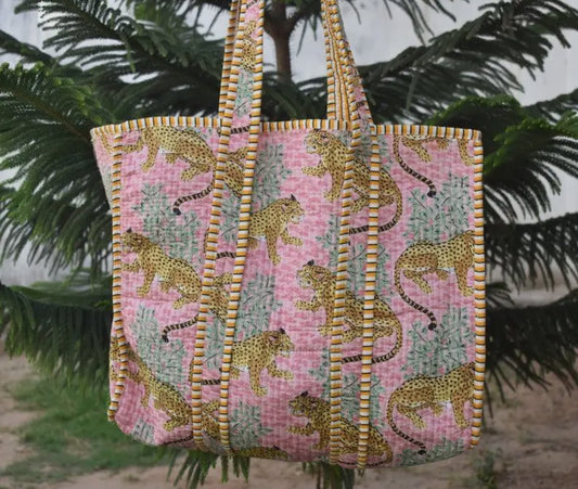 Pink Leopard Quilted Bag