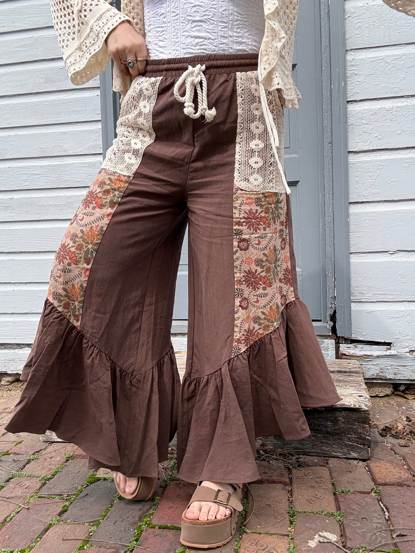 Patchwork Boho Ruffle Pants