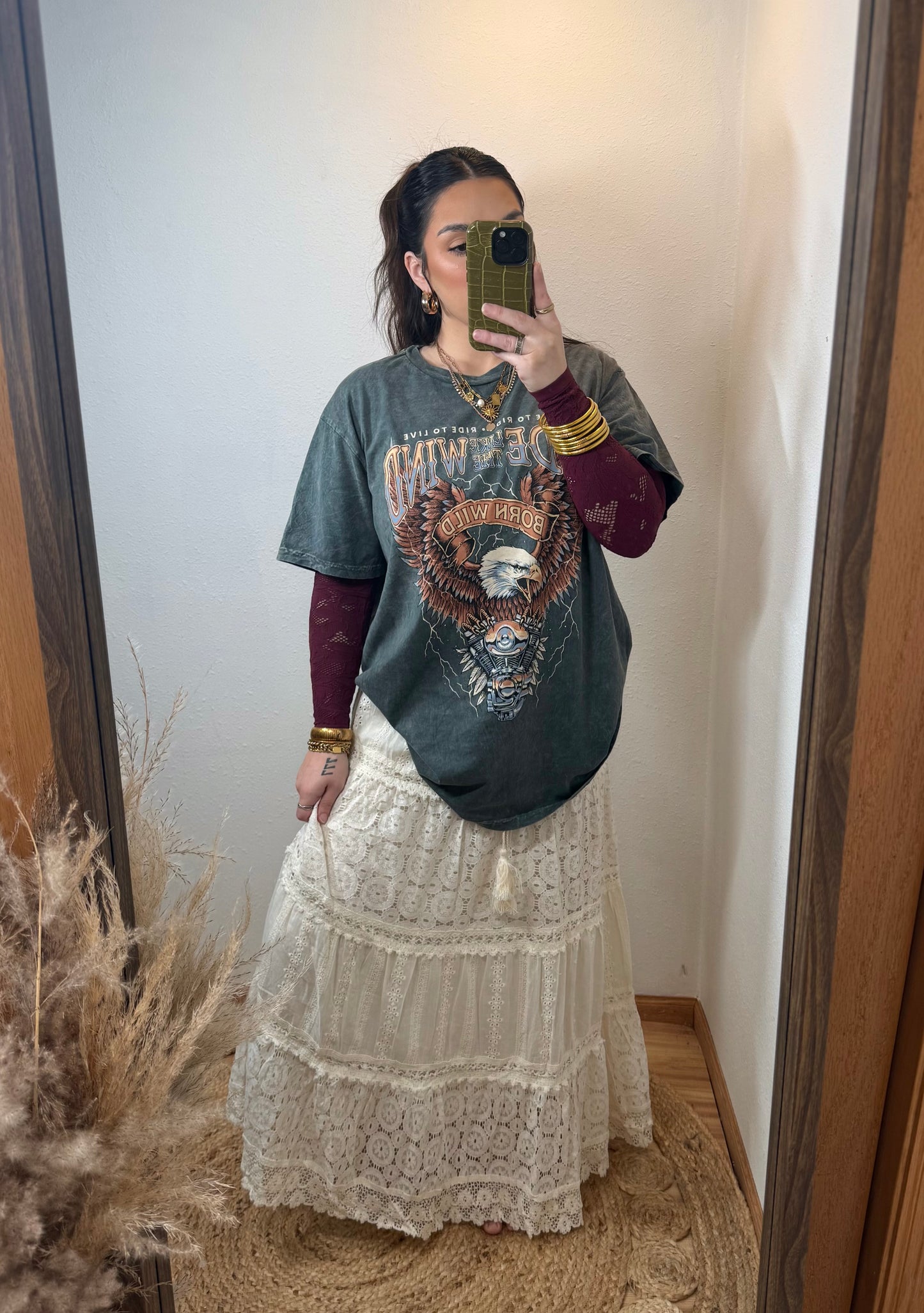 Wisteria Boho Lace Maxi Skirt
