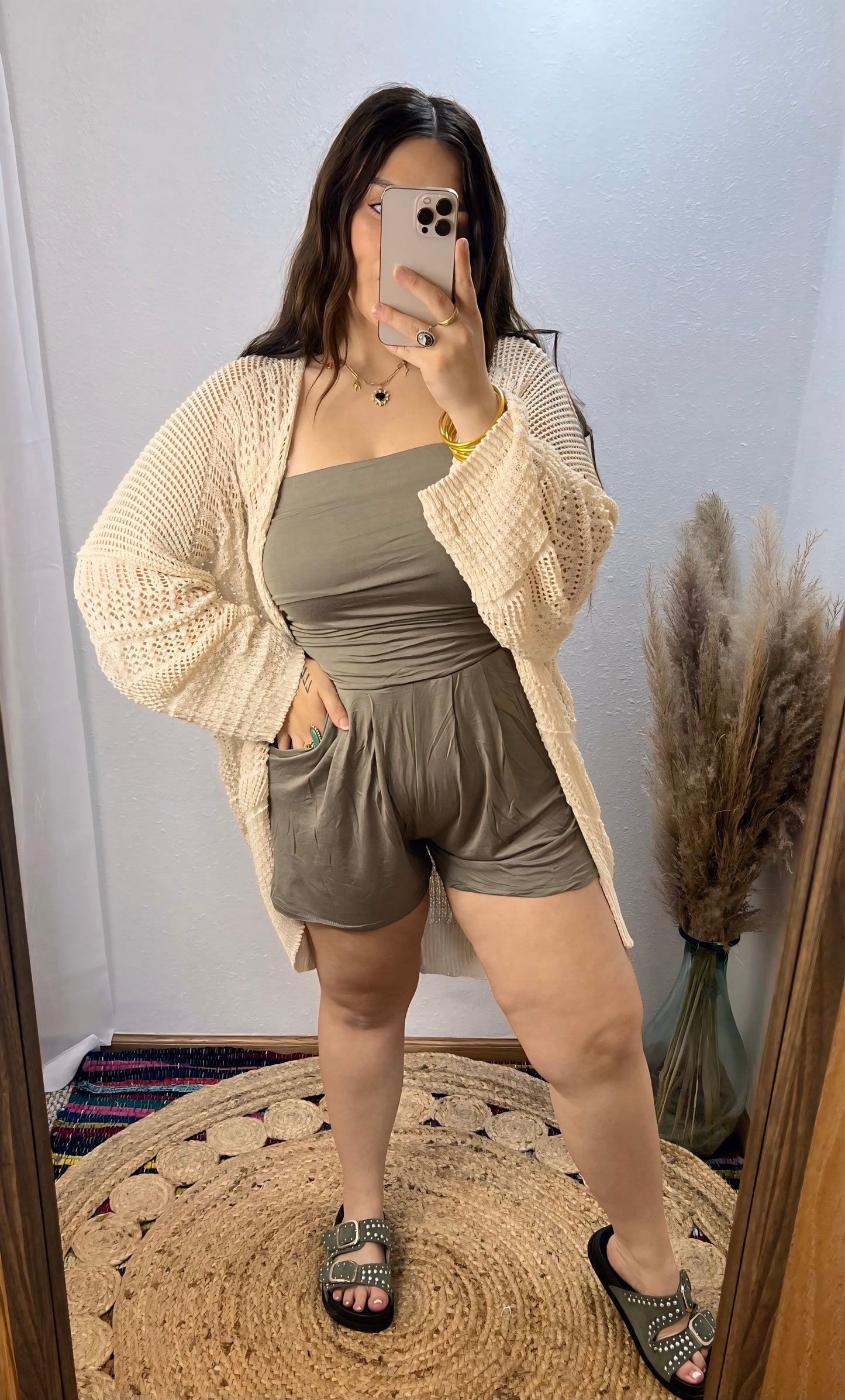 Mik Tube Top Romper : Faded Olive