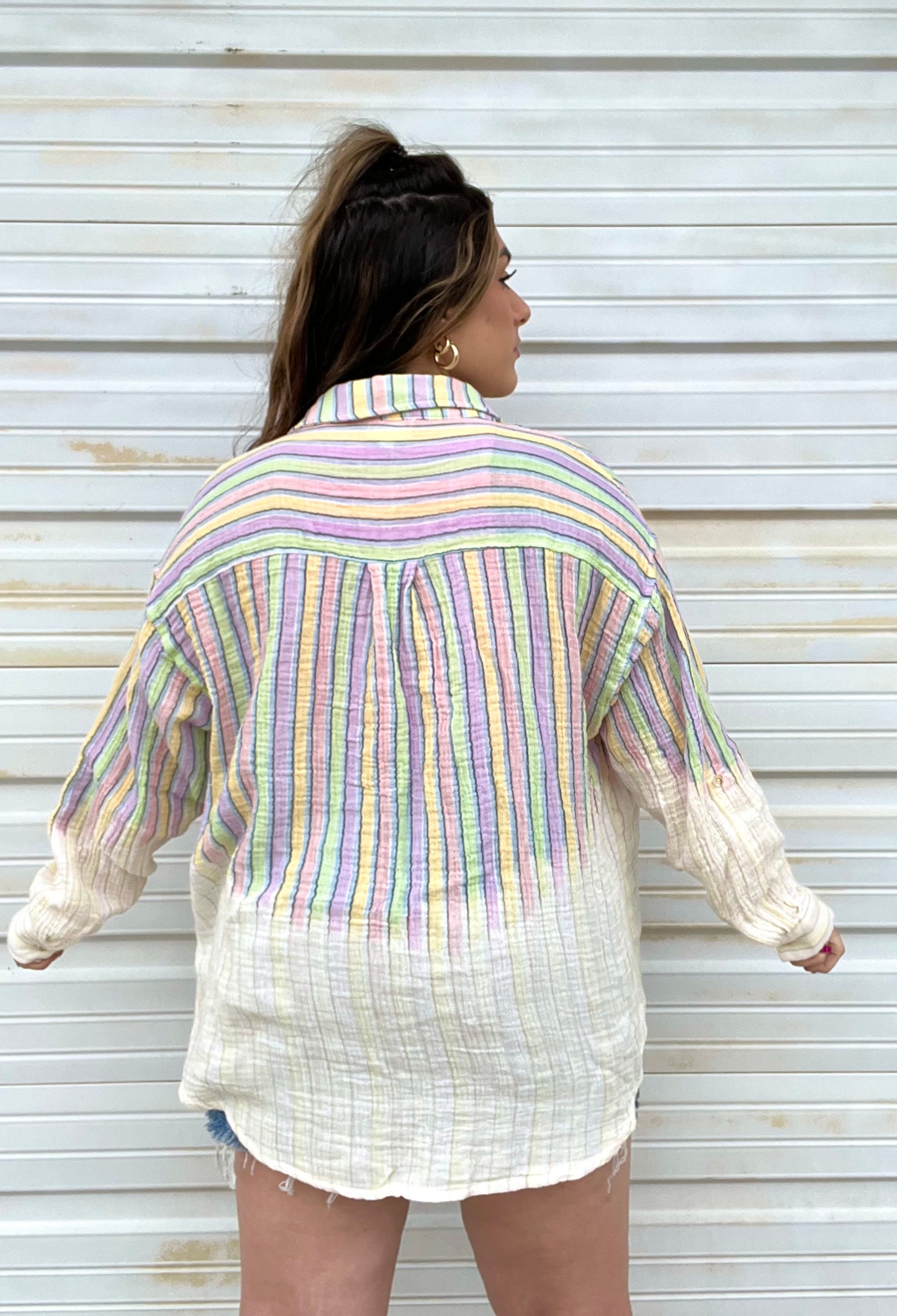 Bleached 90’s Stripe Gauze Top