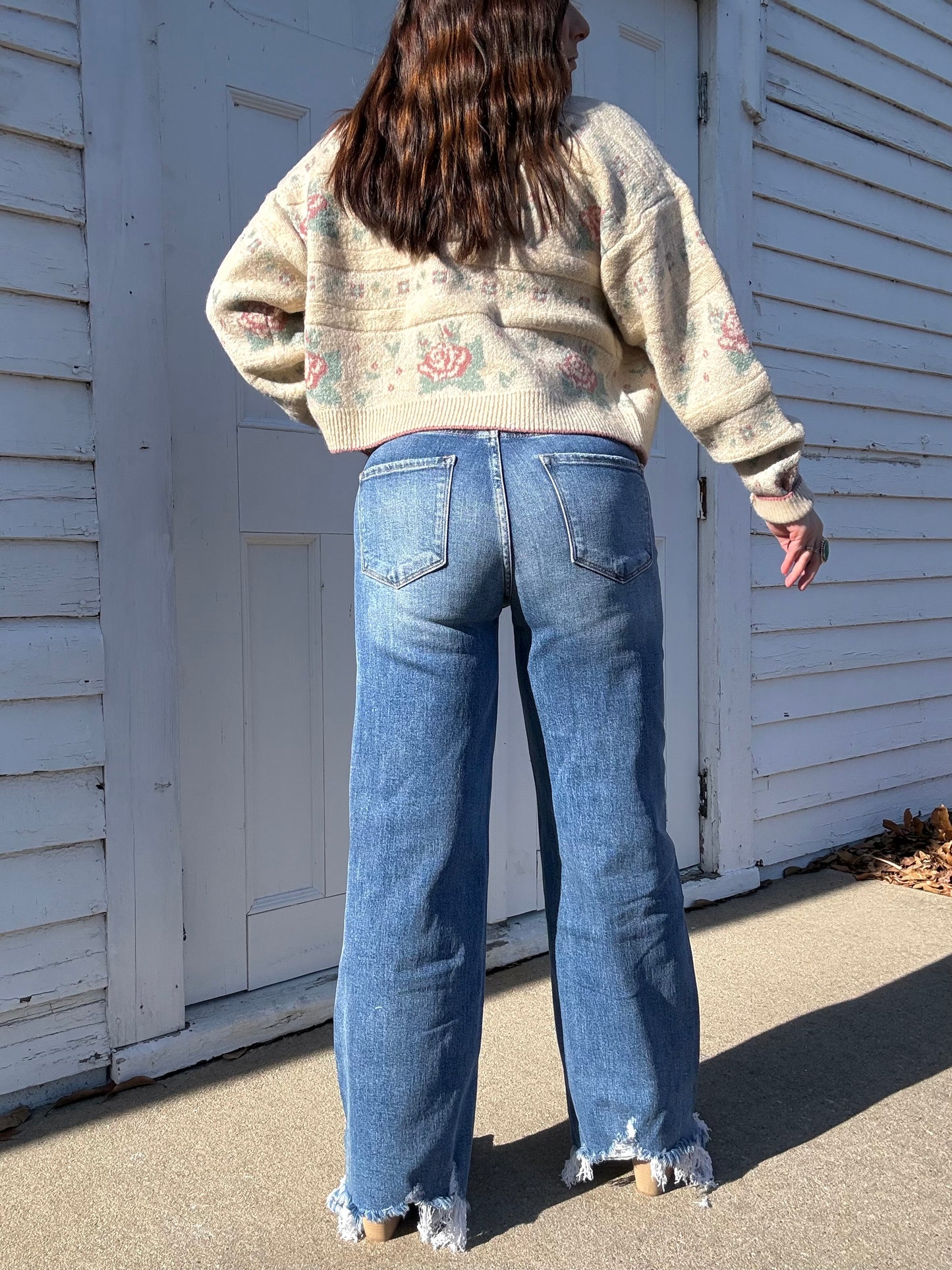 Annie Distressed Hem Denim Jeans