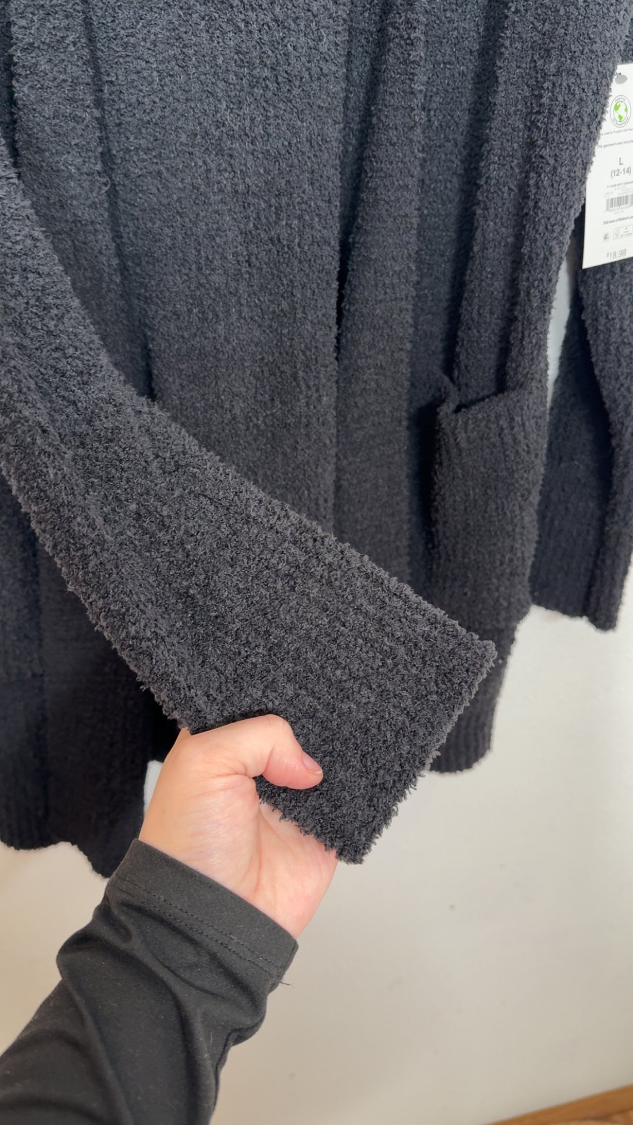 Fuzzy Black Cardigan - Large