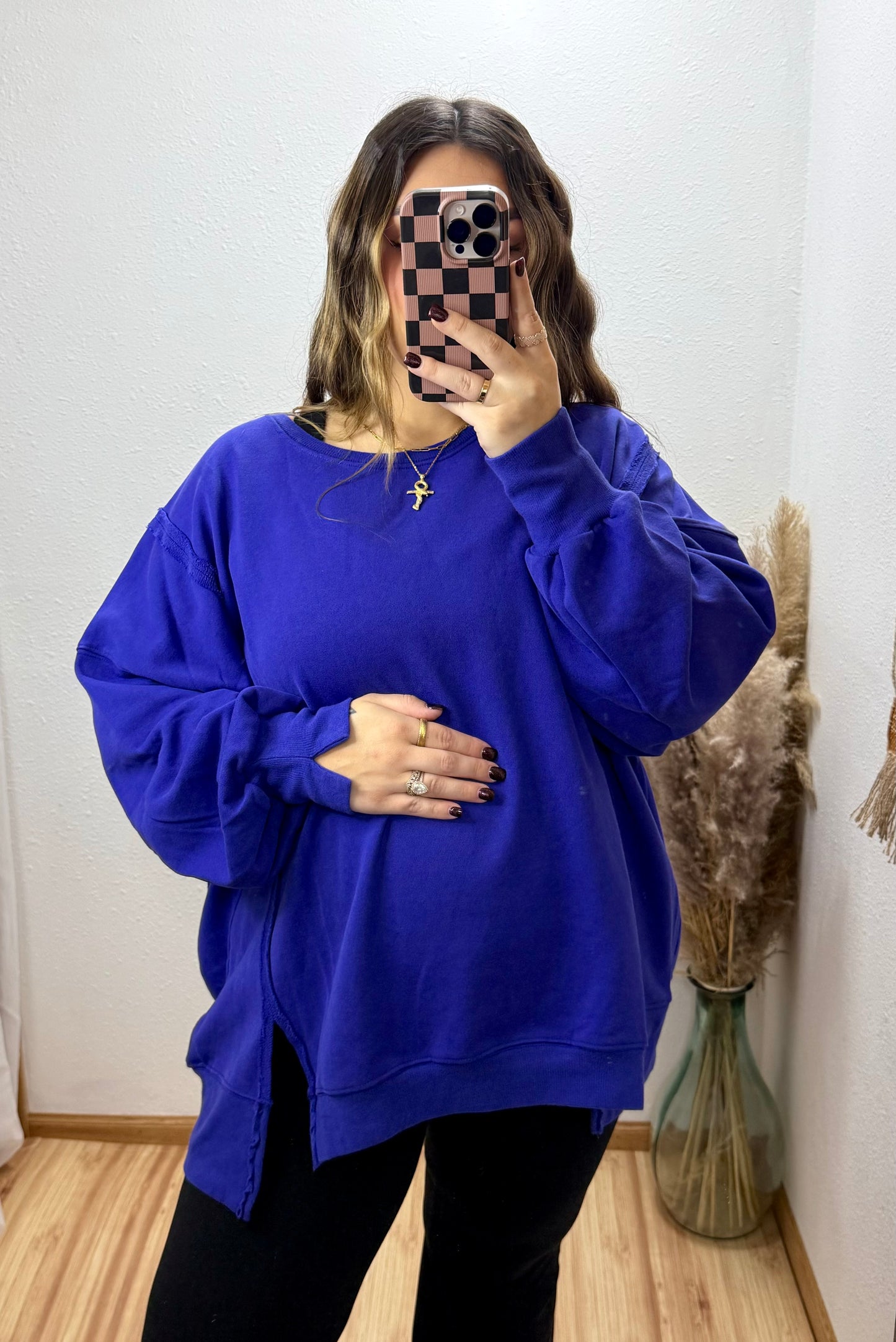 Blueberry Reverse Seam Pullover