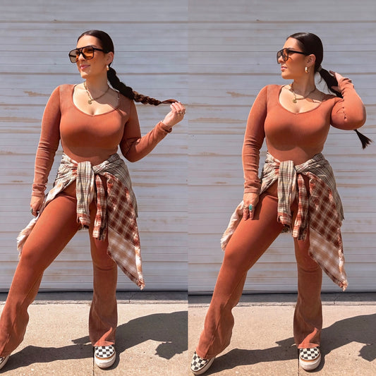 Running Around Ribbed Jumpsuit : Gingerbread