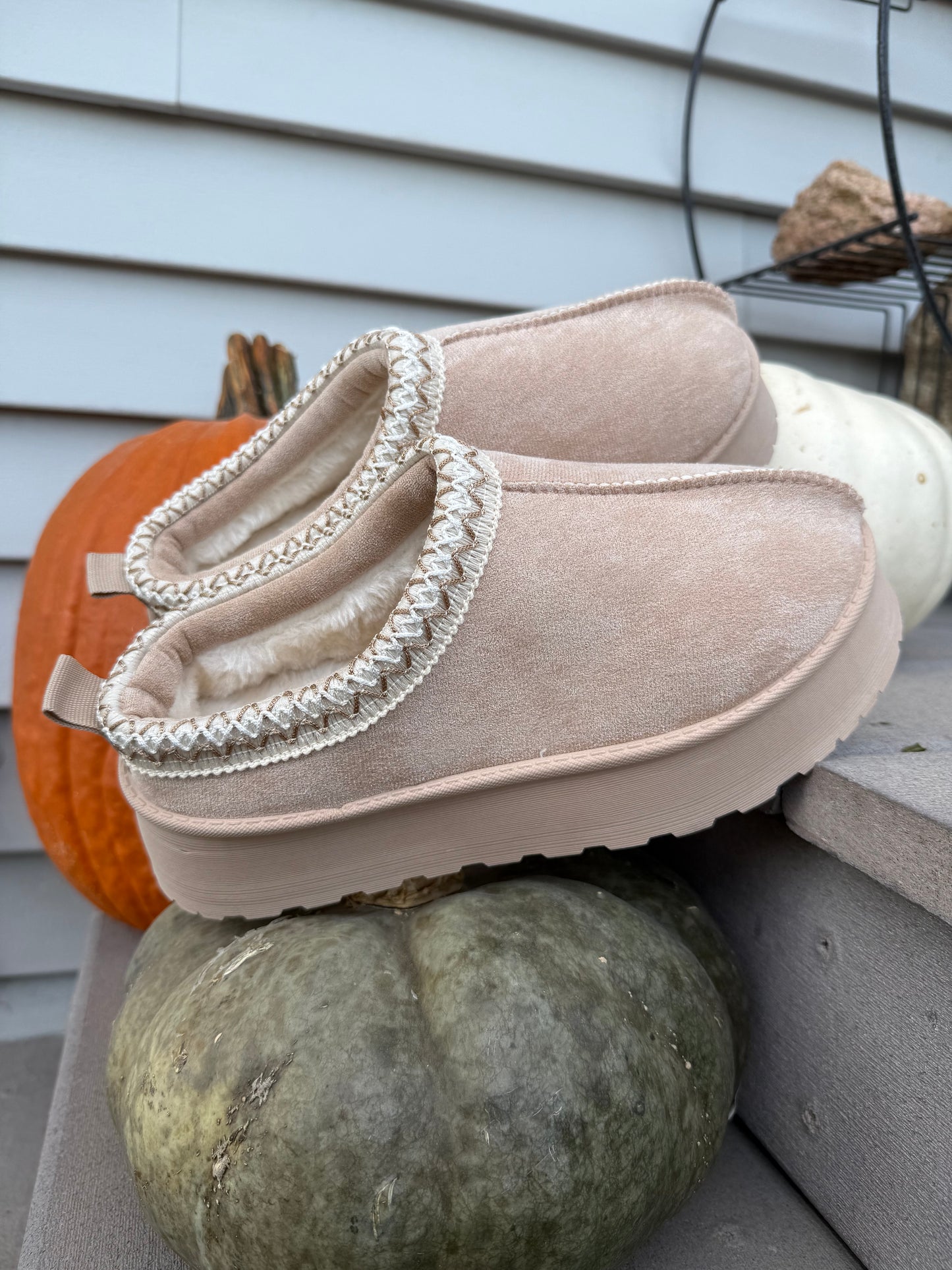 Tazz Platform Slip-Ons: Cream