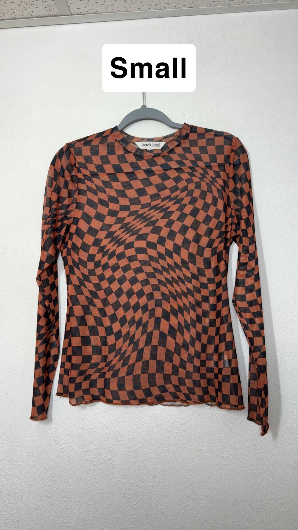 Caramel/Black Checkered Mesh Top - Small