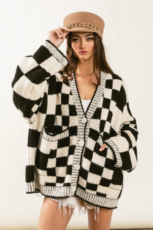 BiBi Checkered Cardi : PREORDER