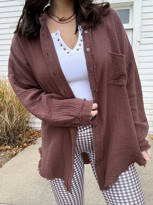 Chocolate Gauze Buttondown Shirt