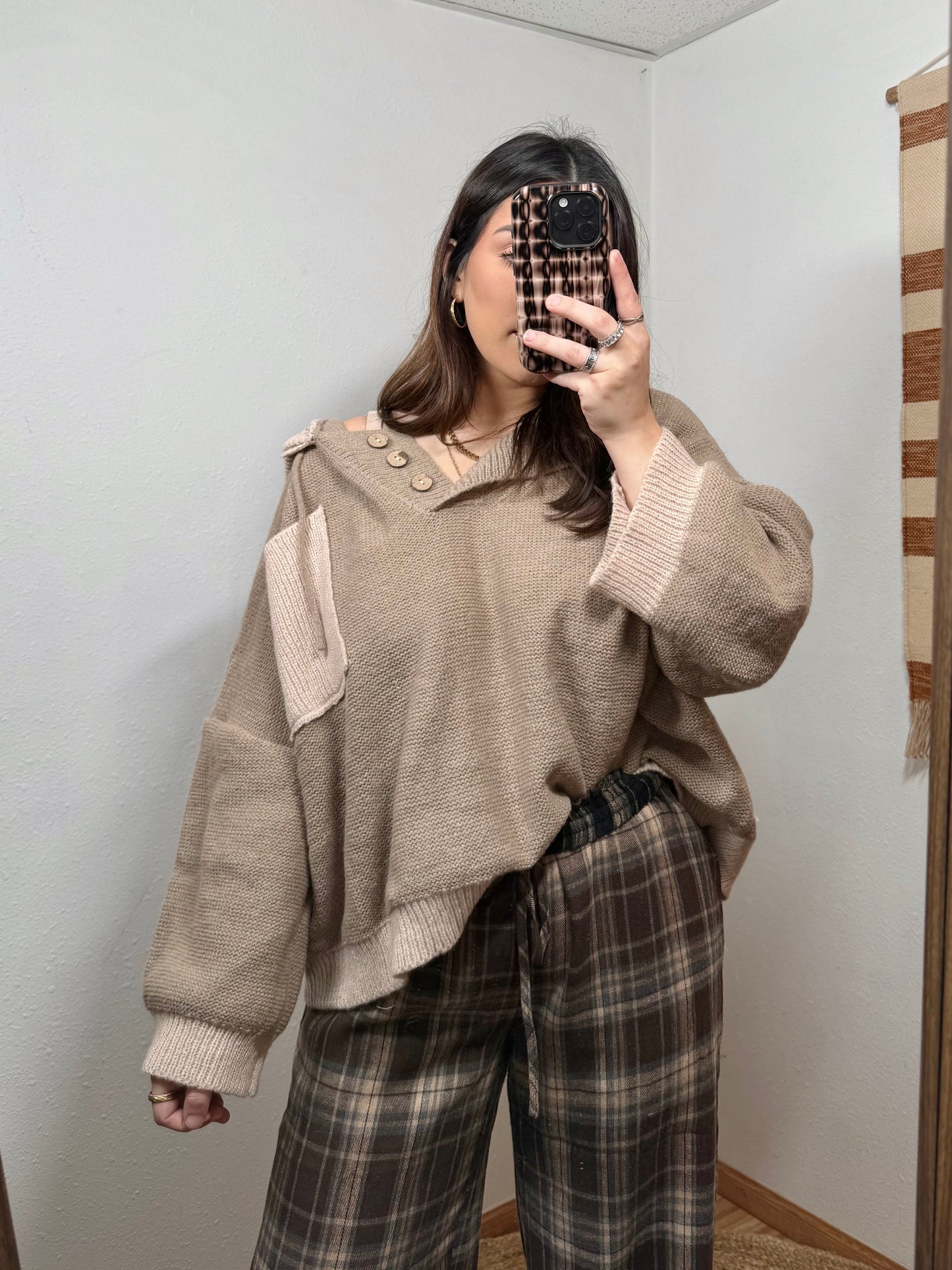 Coffee Weather Colorblock Sweater Hoodie