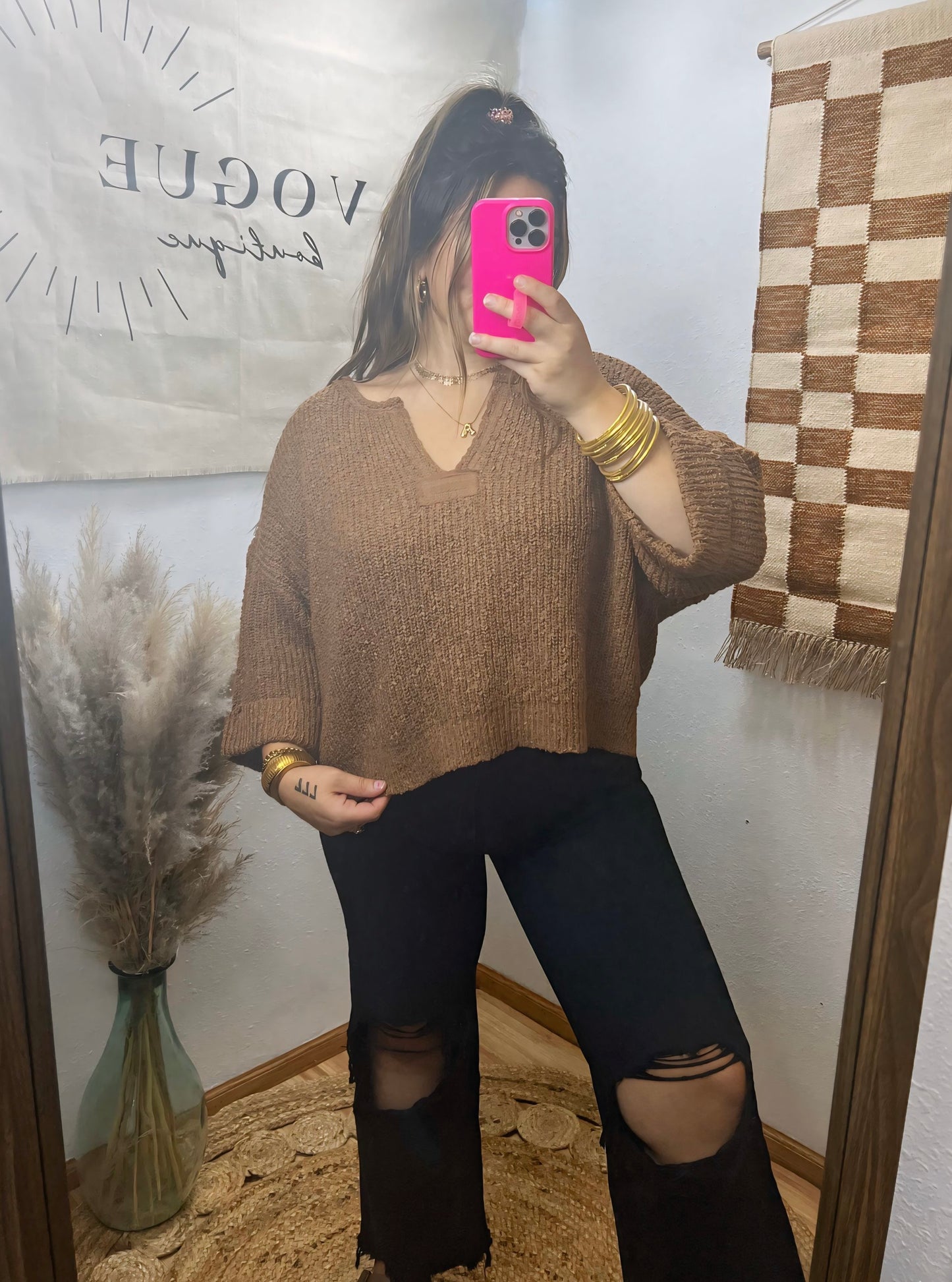 Khloe Oversized Boxy Sweater : Camel