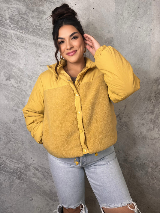 Mustard Teddy Puffer Jacket