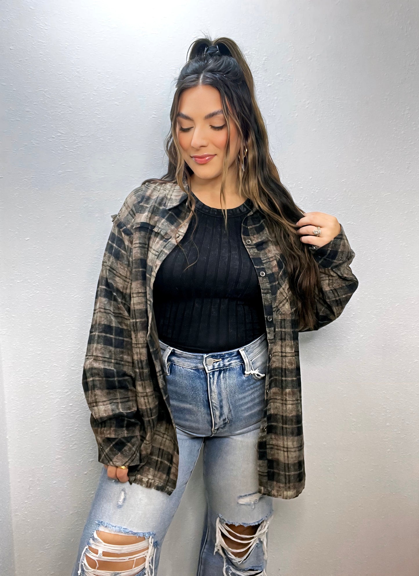 Bonfire Season Frayed Flannel