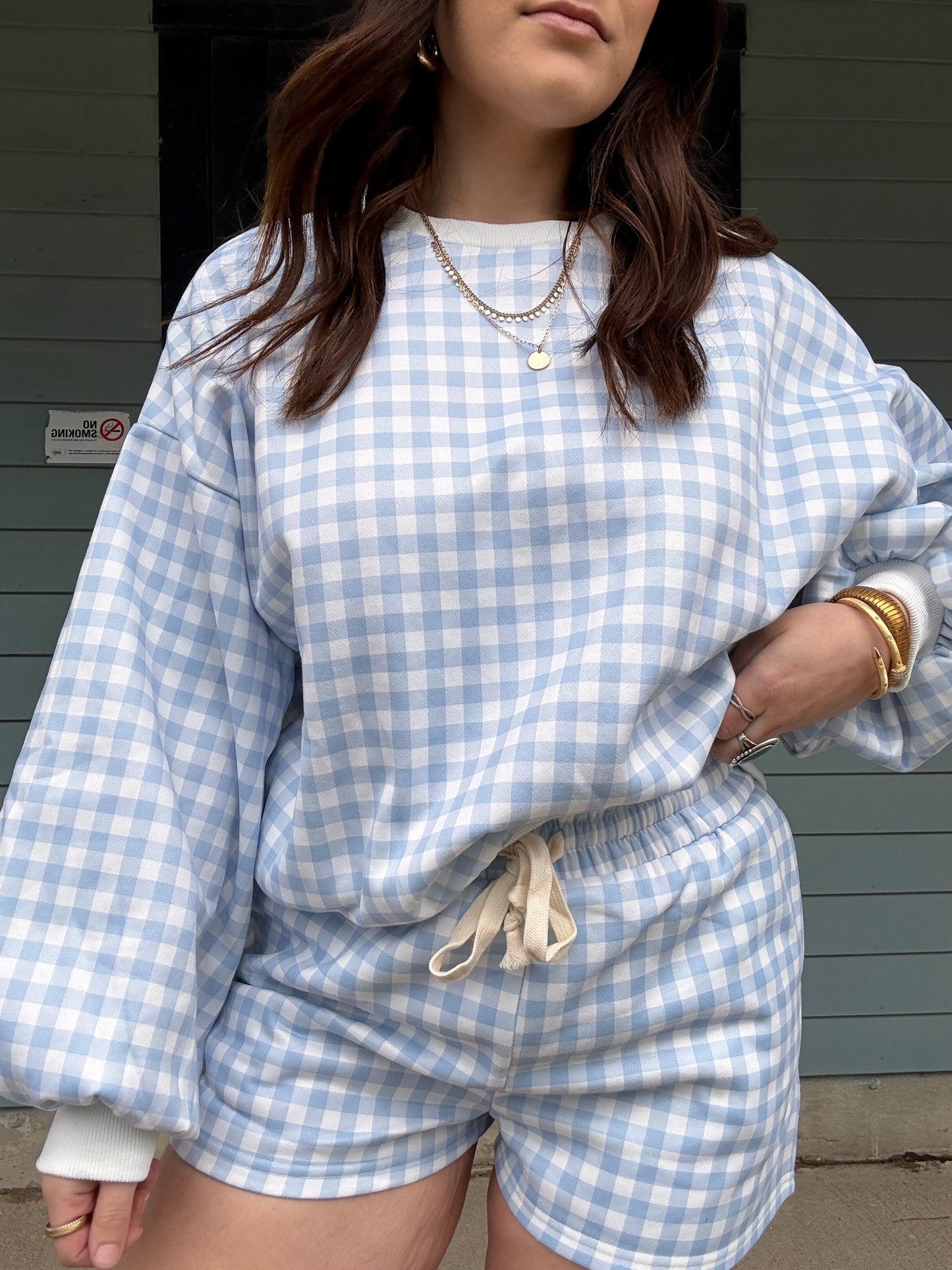 Blue Skies Gingham Lounge Set