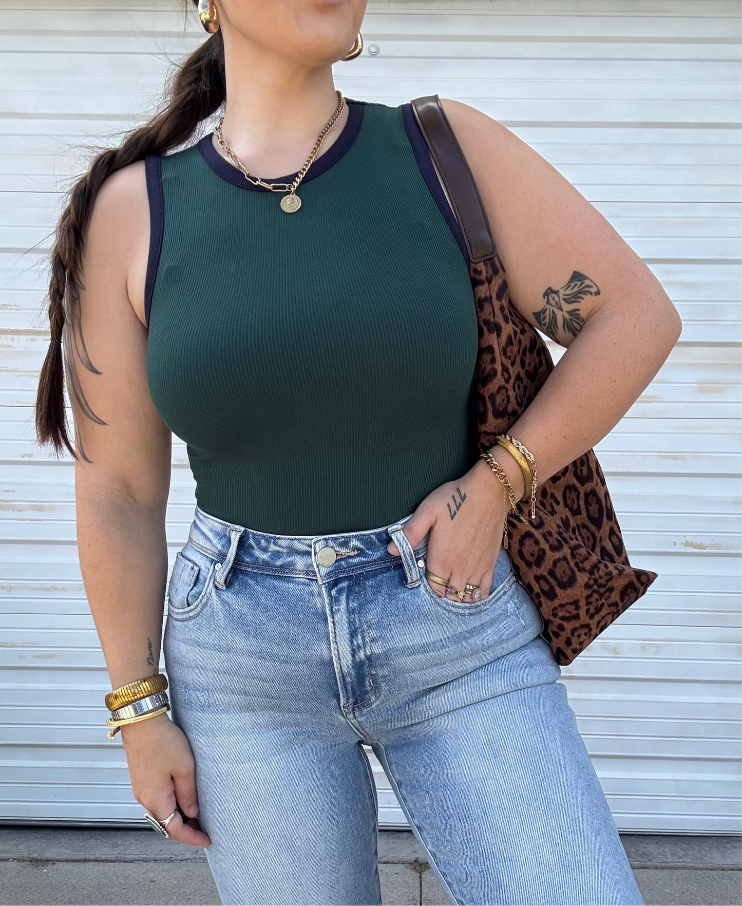 Essential Ribbed Bodysuit : Hunter