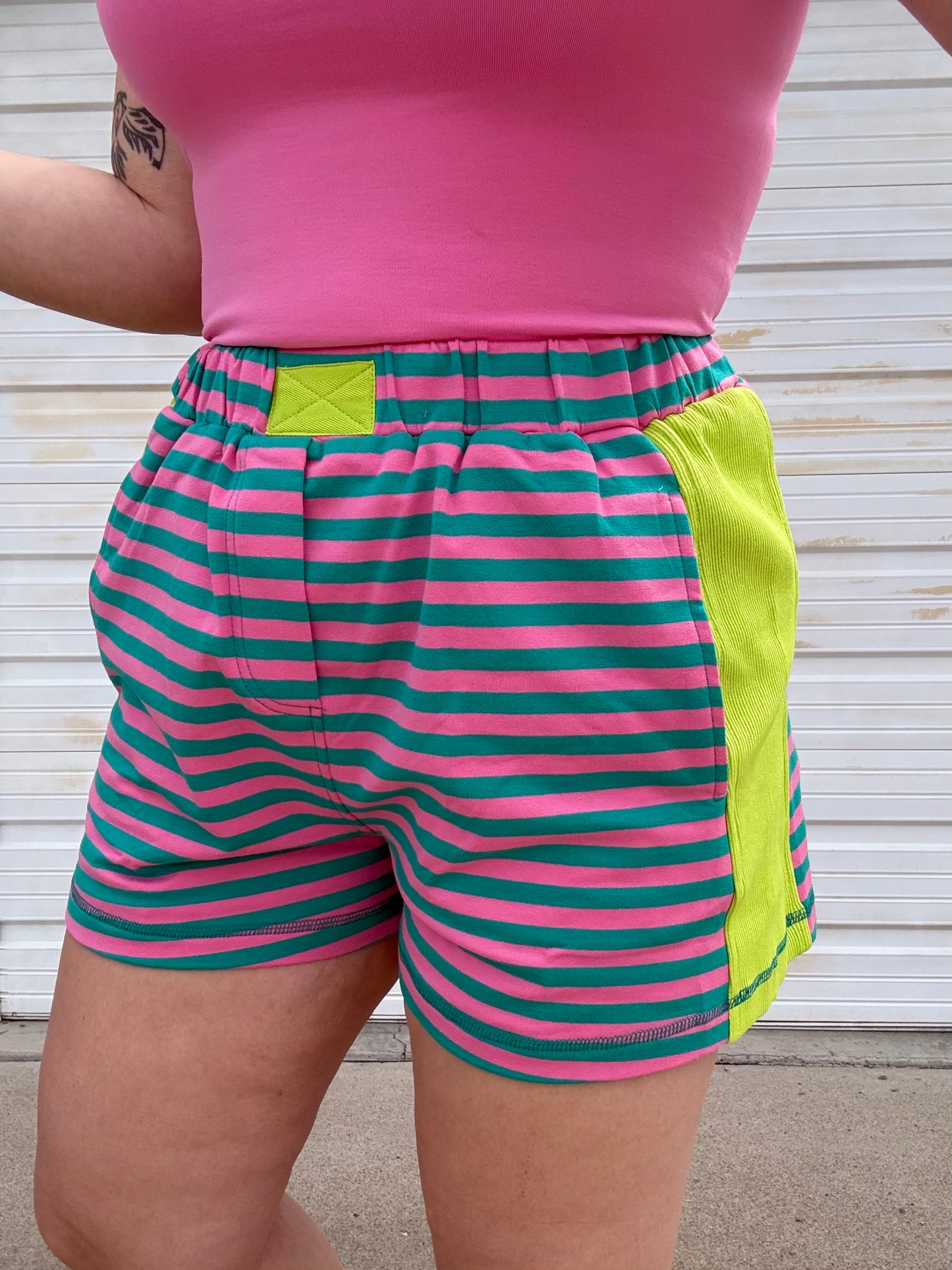 Neon Summer Striped Colorblock Shorts