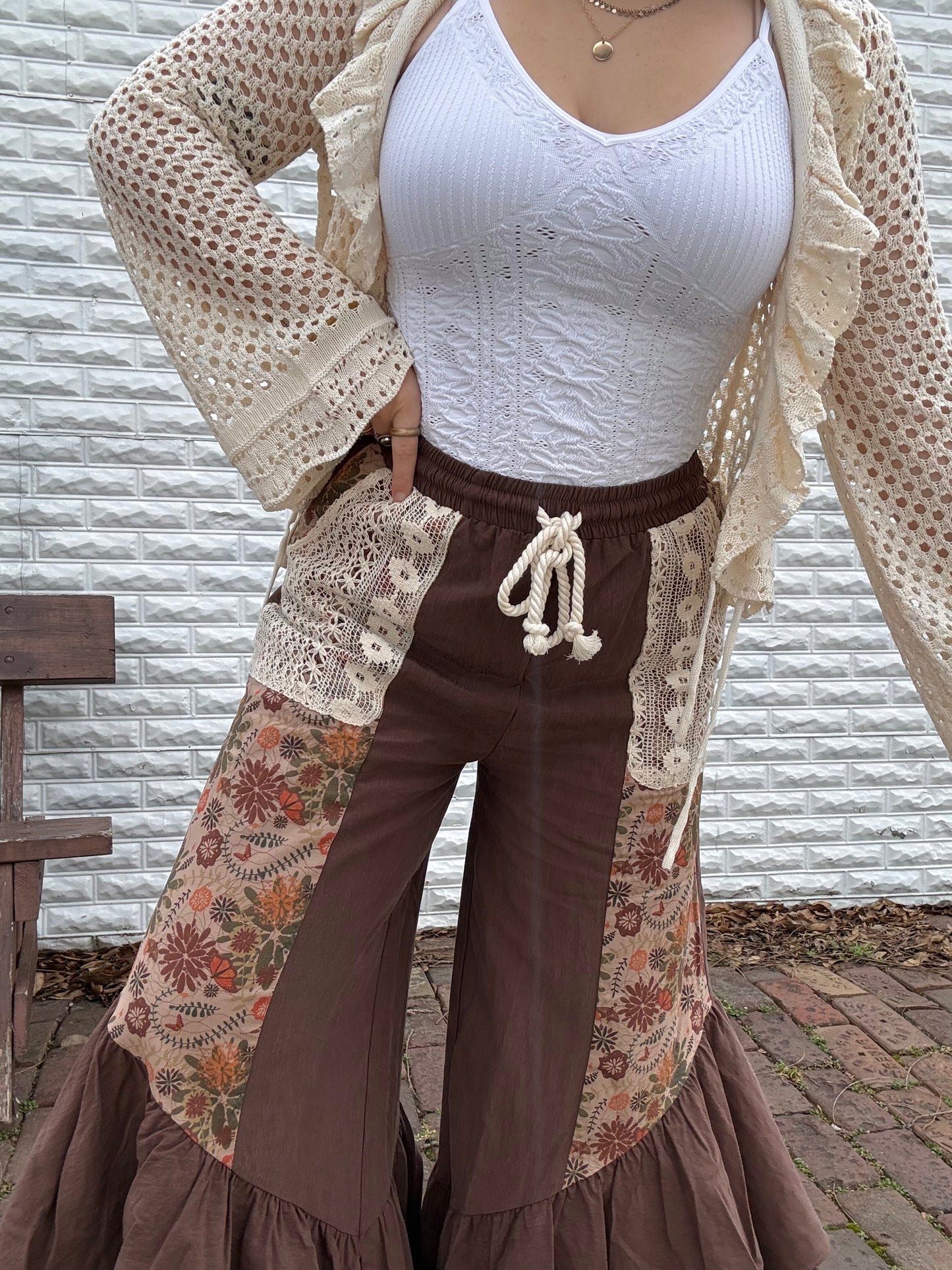Patchwork Boho Ruffle Pants