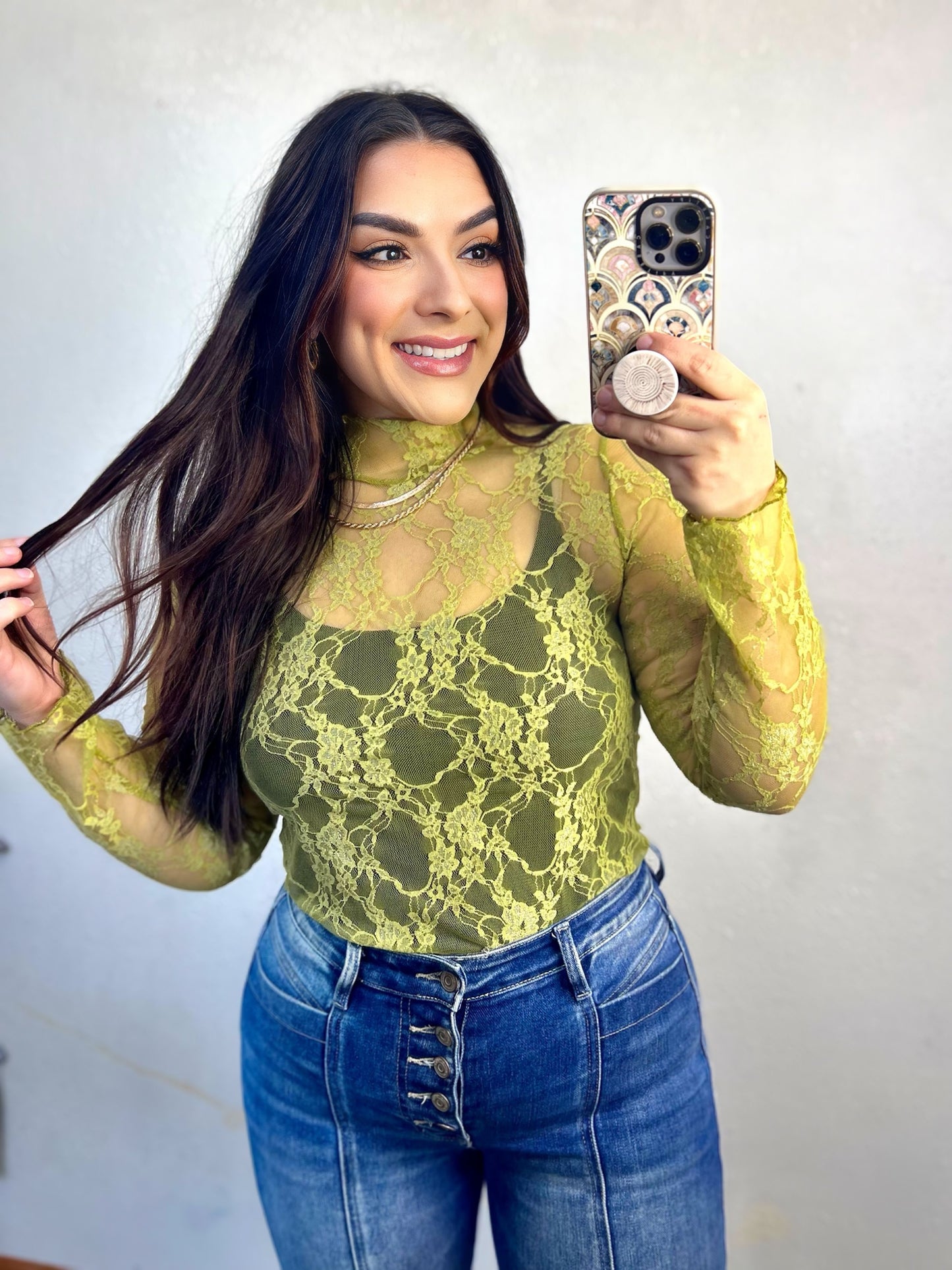 Floral Lace Sheer Layering Tops