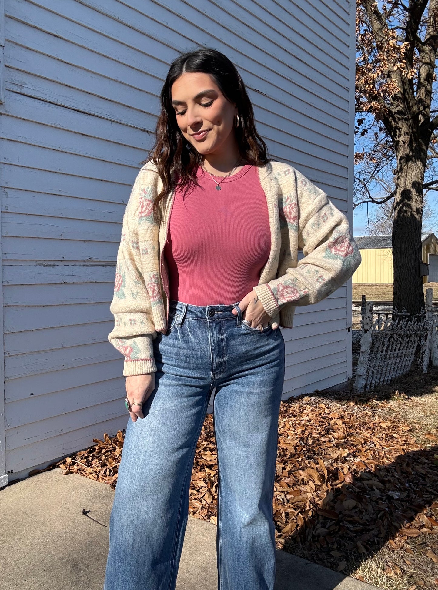 Essential Ribbed Tank Bodysuit : Berry