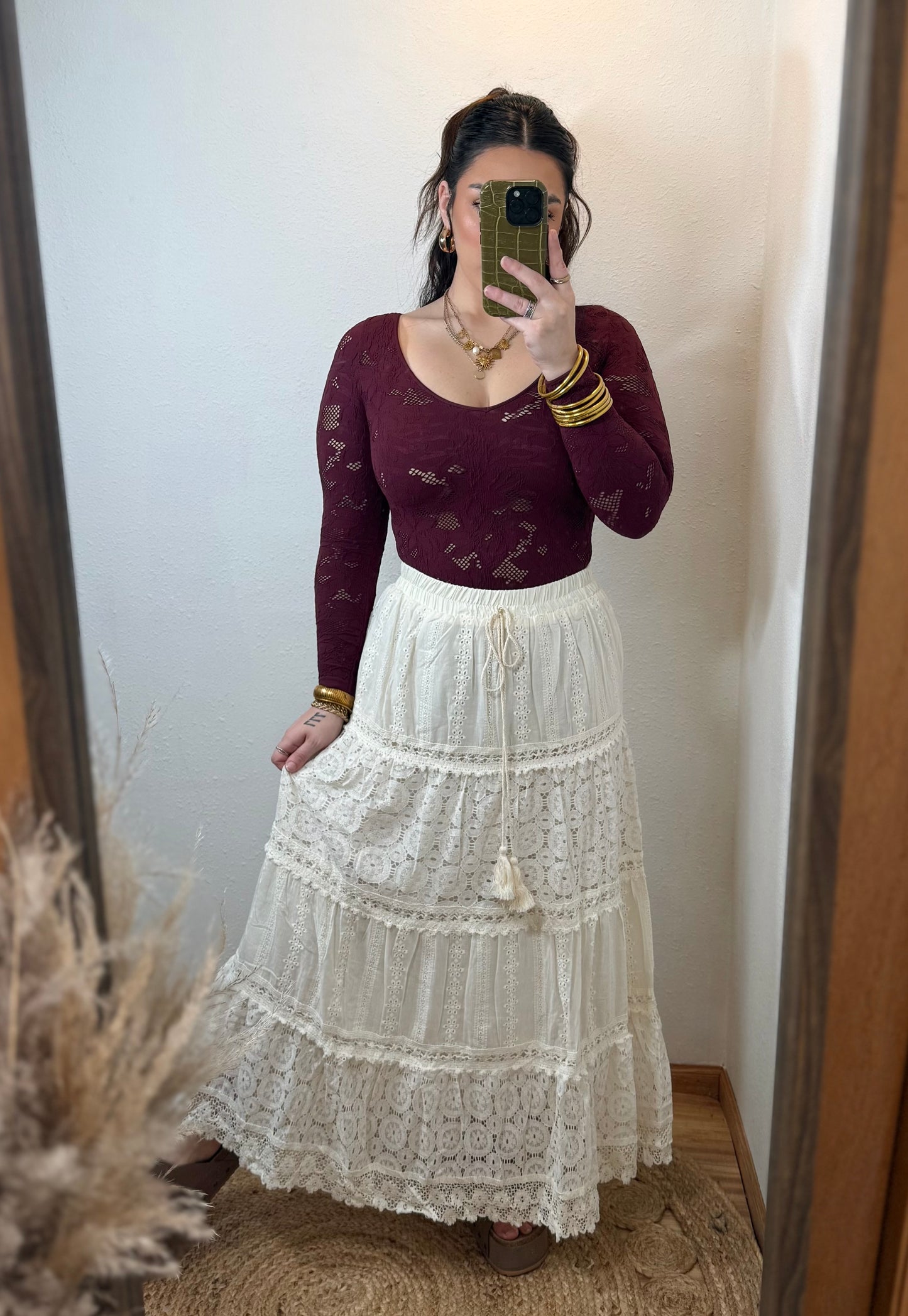 Wisteria Boho Lace Maxi Skirt