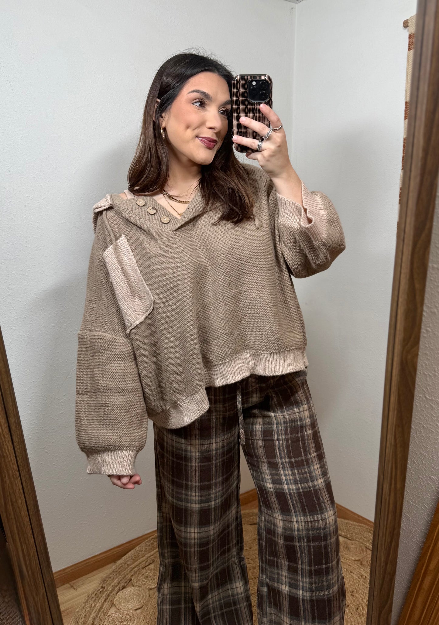 Coffee Weather Colorblock Sweater Hoodie