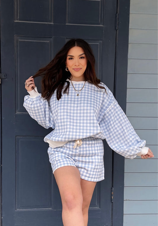 Blue Skies Gingham Lounge Set
