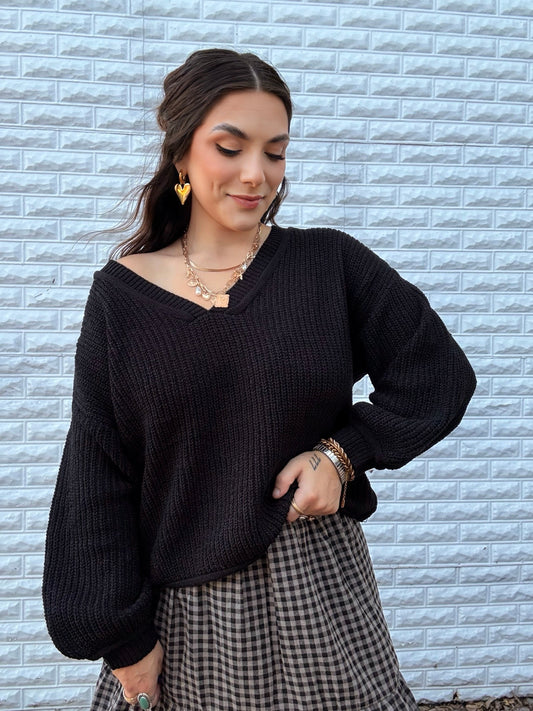 Off The Shoulder Black Sweater