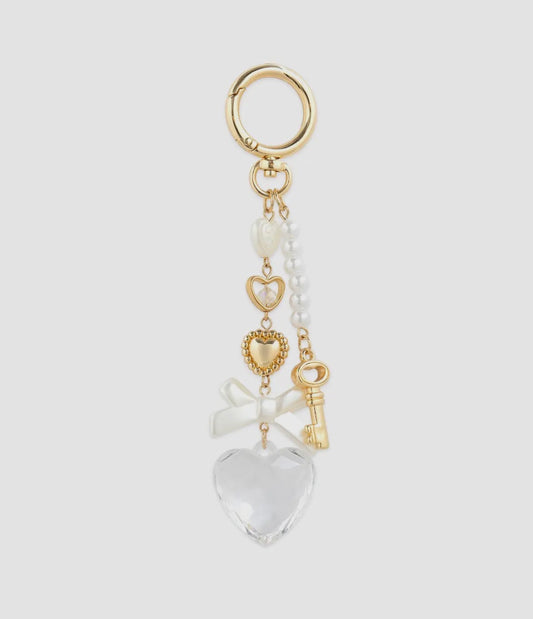 Crystal Heart Pearl Bag Charm
