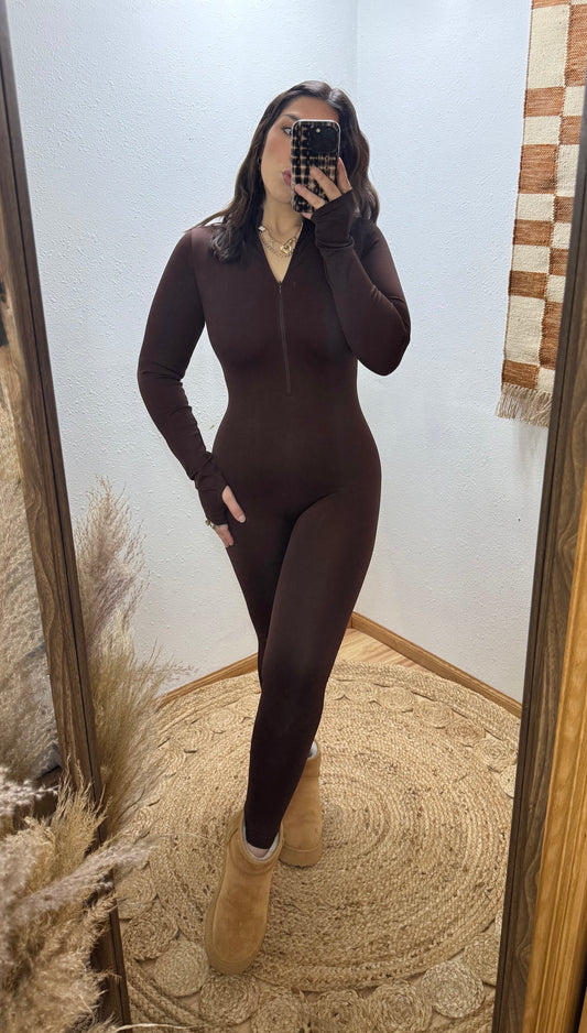 Brownie Cozy Zip Catsuit