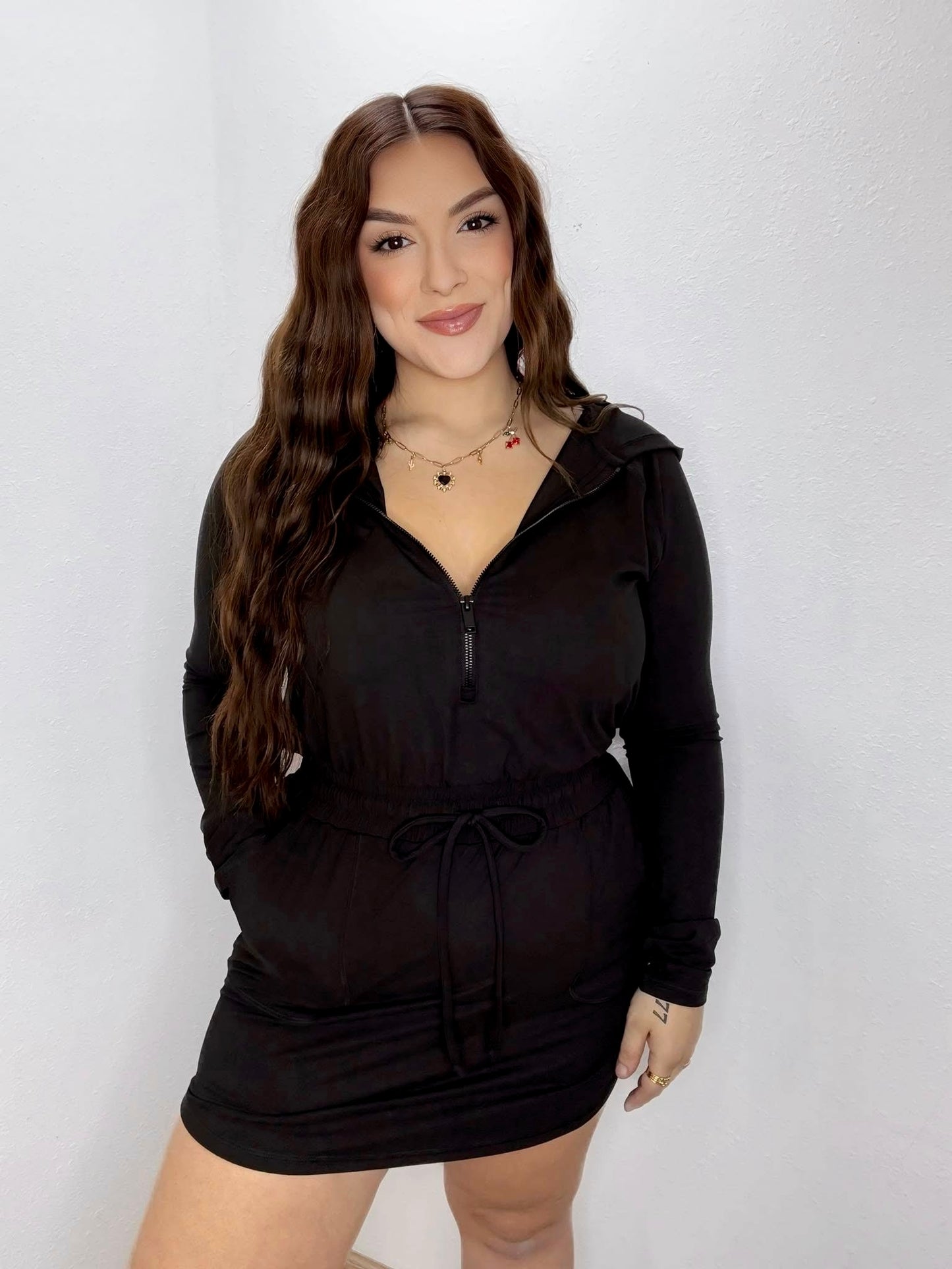 CURVY Black Athletic Romper Dress | 1X-3X
