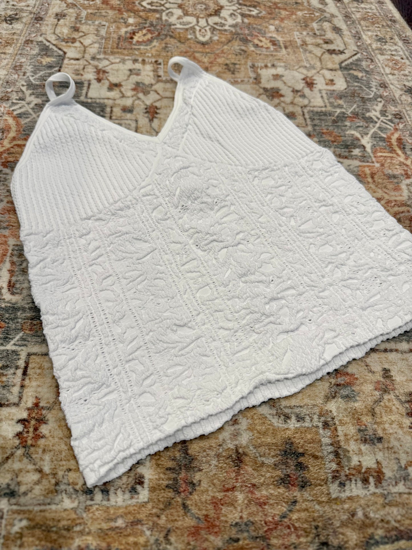 White Lacey Textured Tank