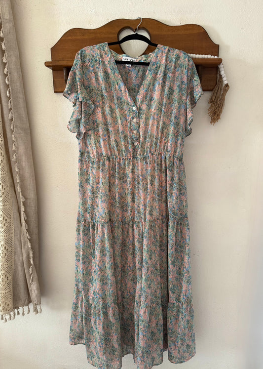 Floral Tiered Maxi Dress (1X)