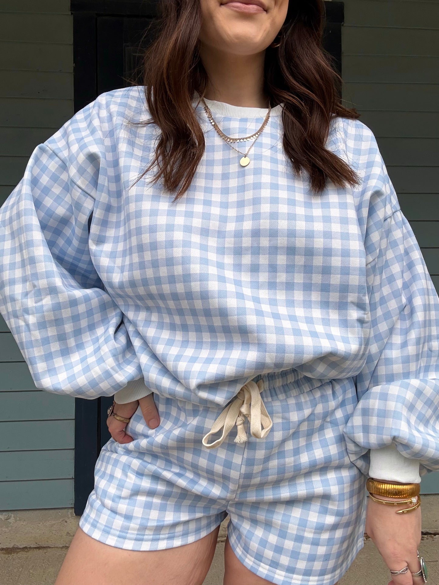 Blue Skies Gingham Lounge Set