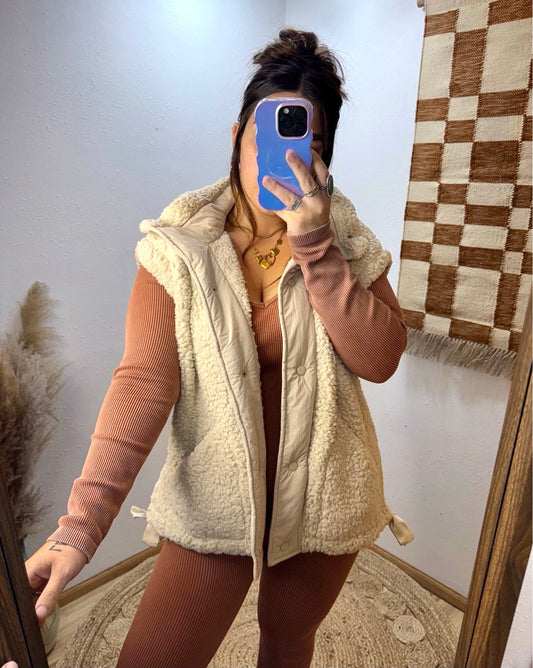 Beige Teddy Sherpa Vest