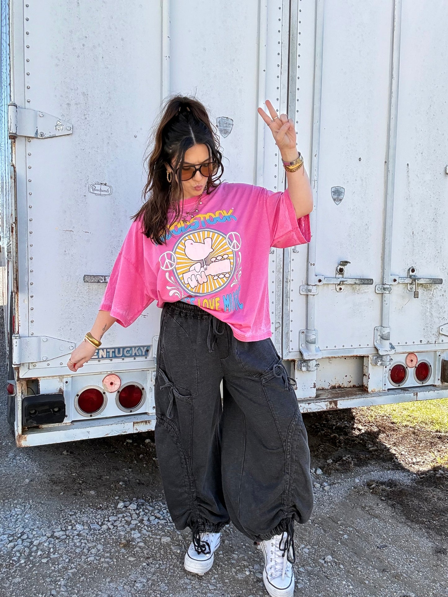 Pink Woodstock Oversized Tee