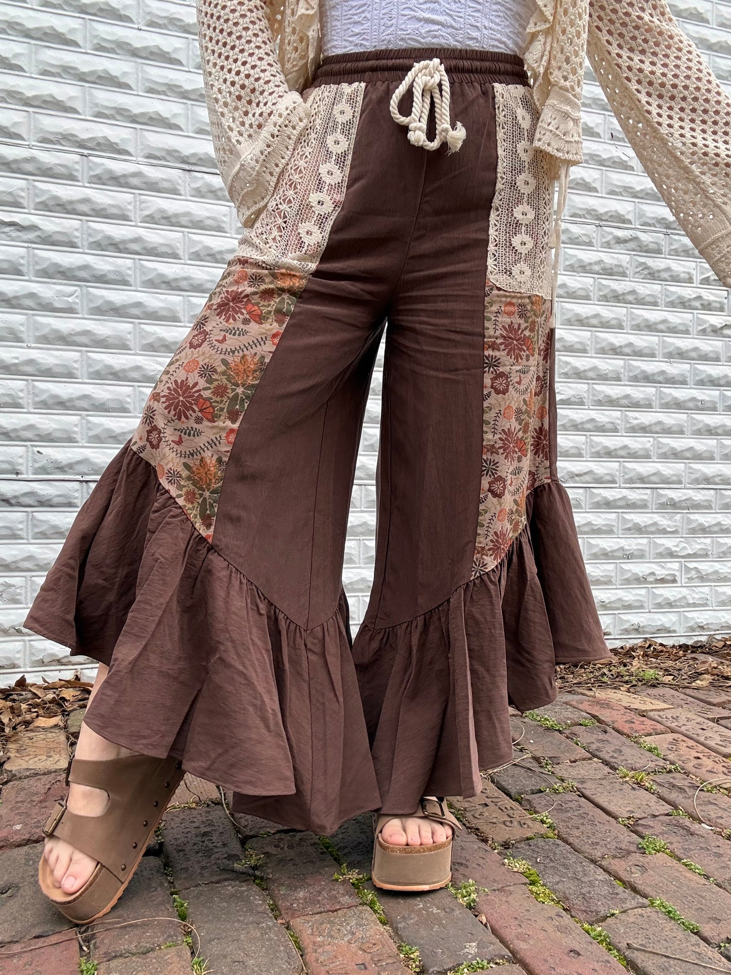 Patchwork Boho Ruffle Pants