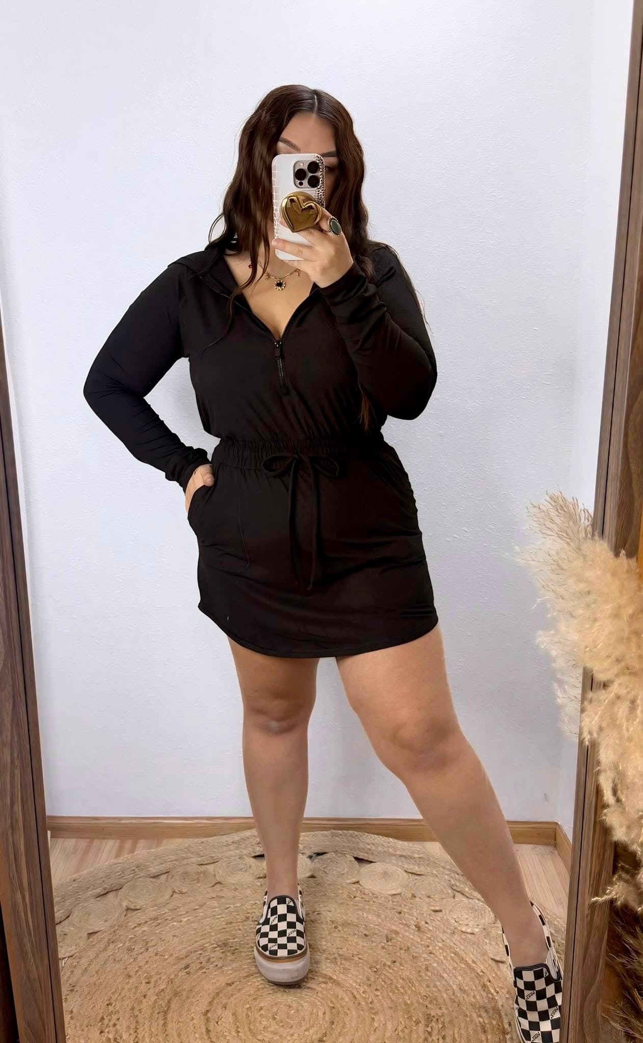 CURVY Black Athletic Romper Dress | 1X-3X