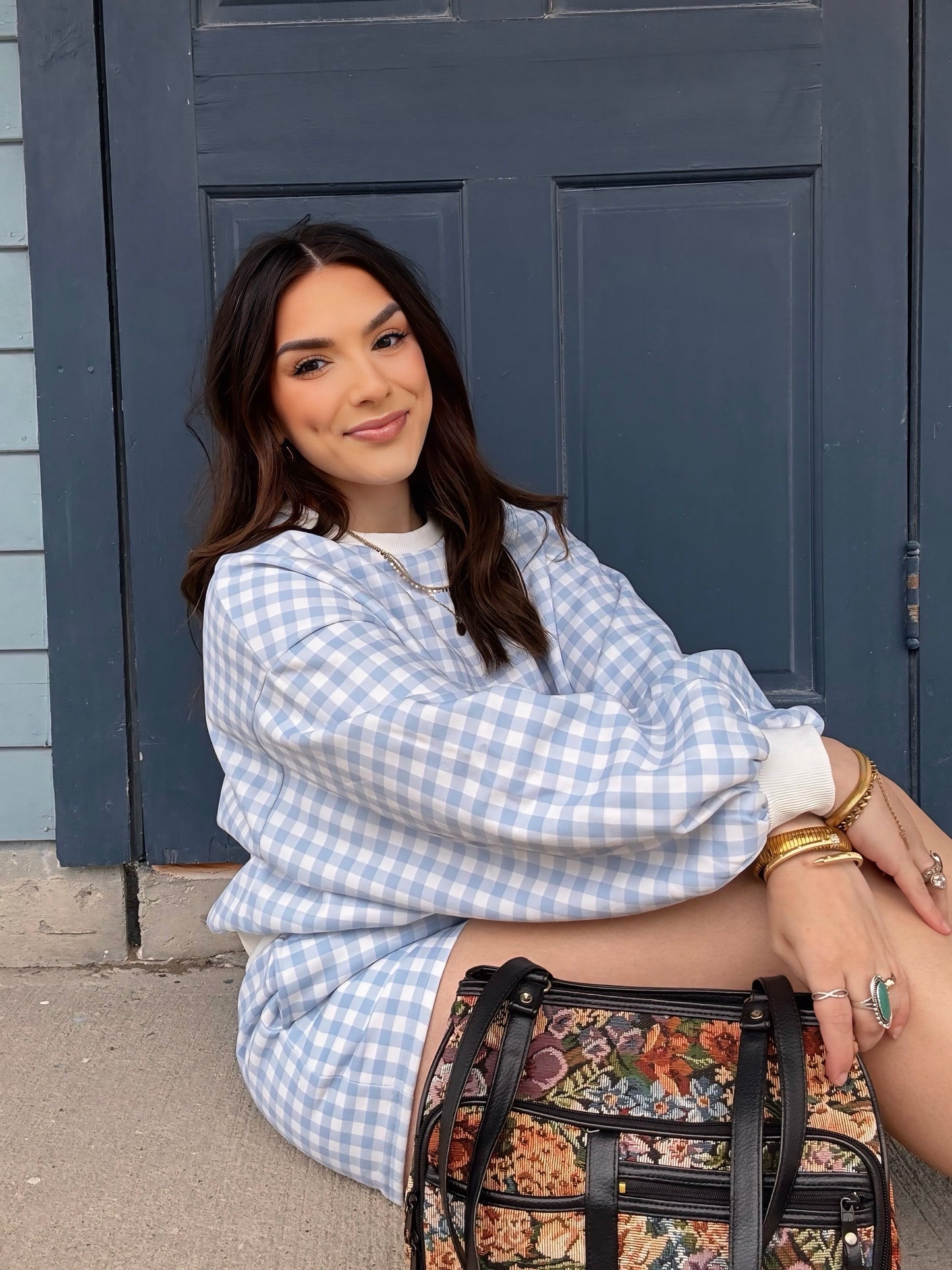 Blue Skies Gingham Lounge Set
