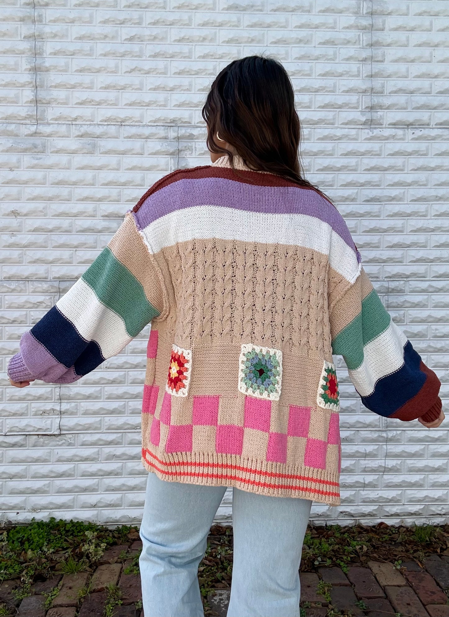 POL Granny Patch Knit Cardigan