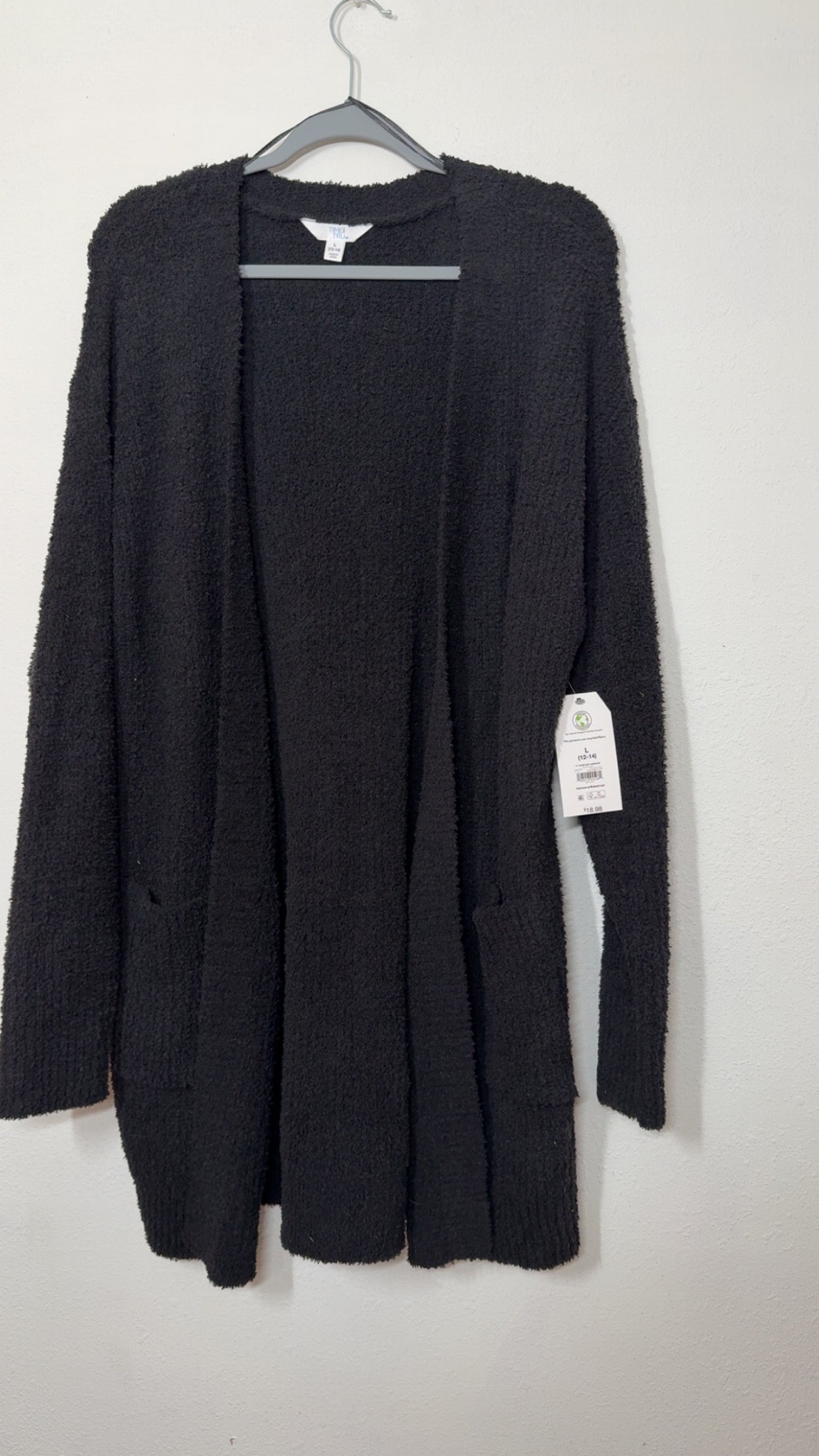 Fuzzy Black Cardigan - Large