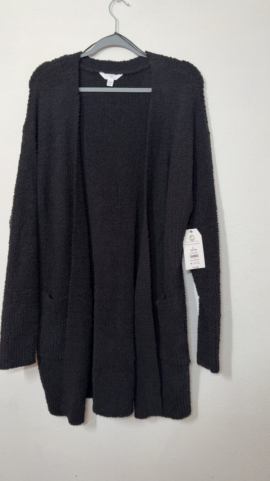 Fuzzy Black Cardigan - Large