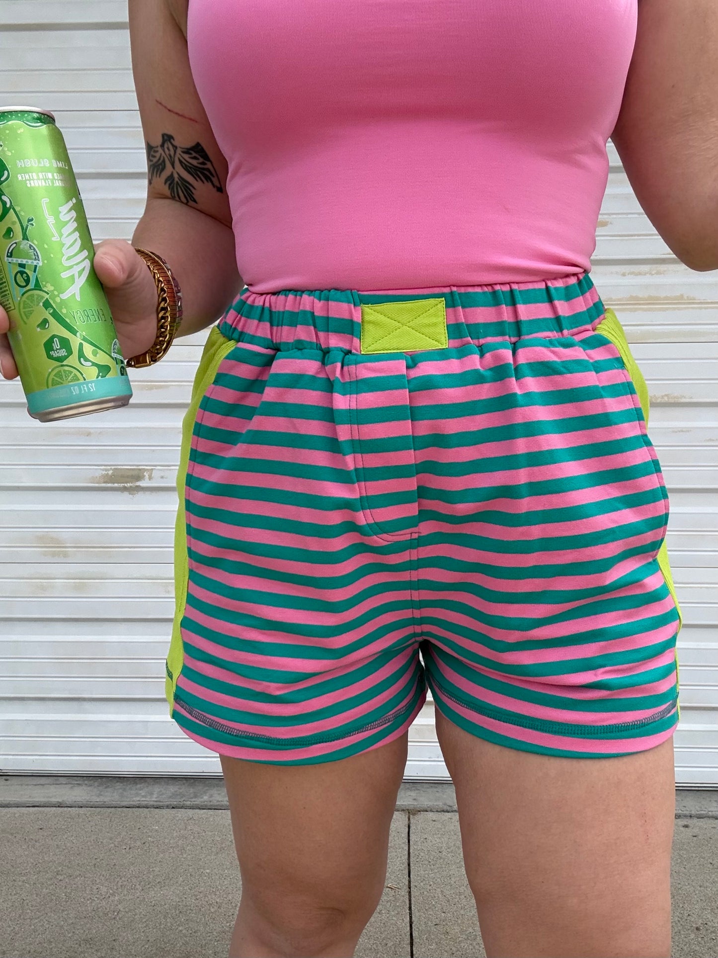 Neon Summer Striped Colorblock Shorts