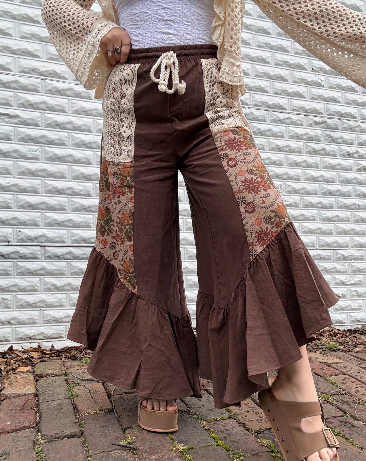 Patchwork Boho Ruffle Pants