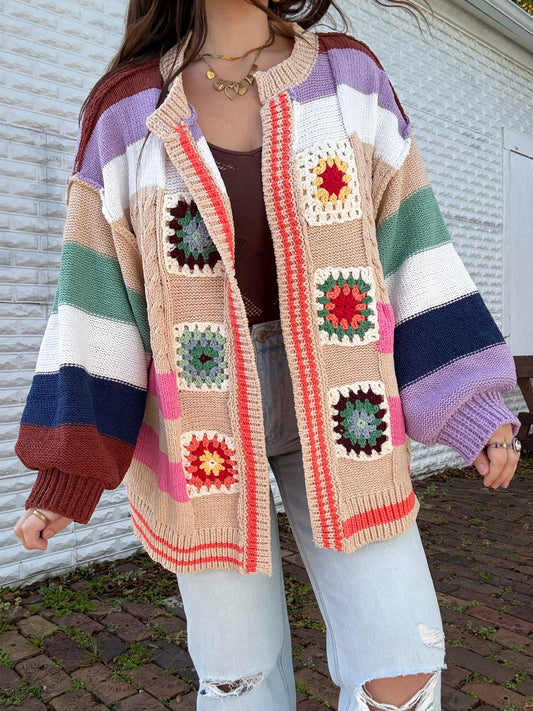 POL Granny Patch Knit Cardigan