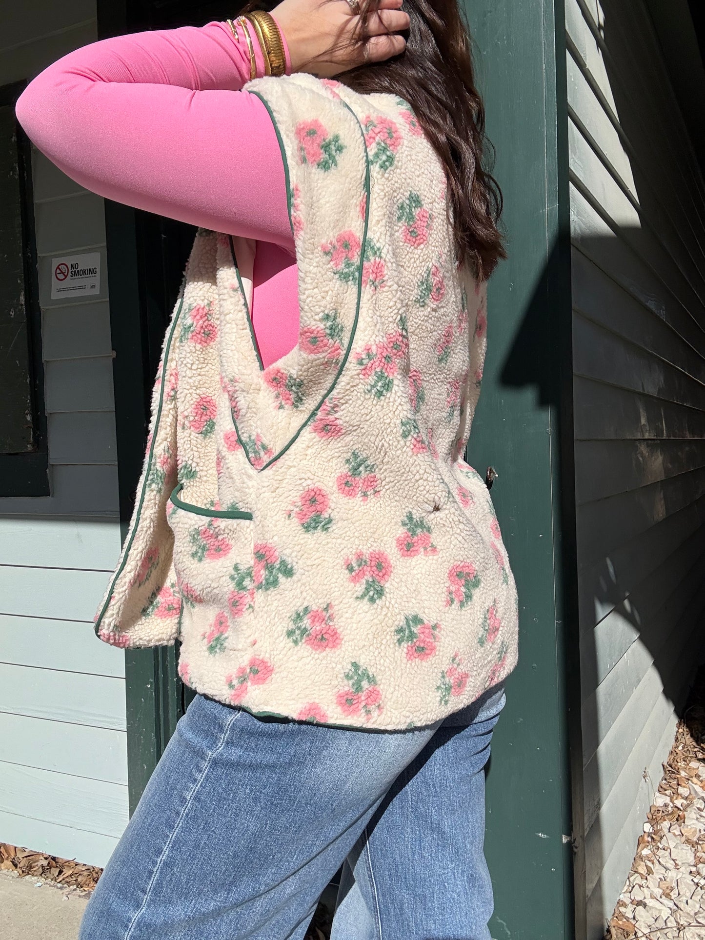 Spring Floral Oatmeal Fleece Vest