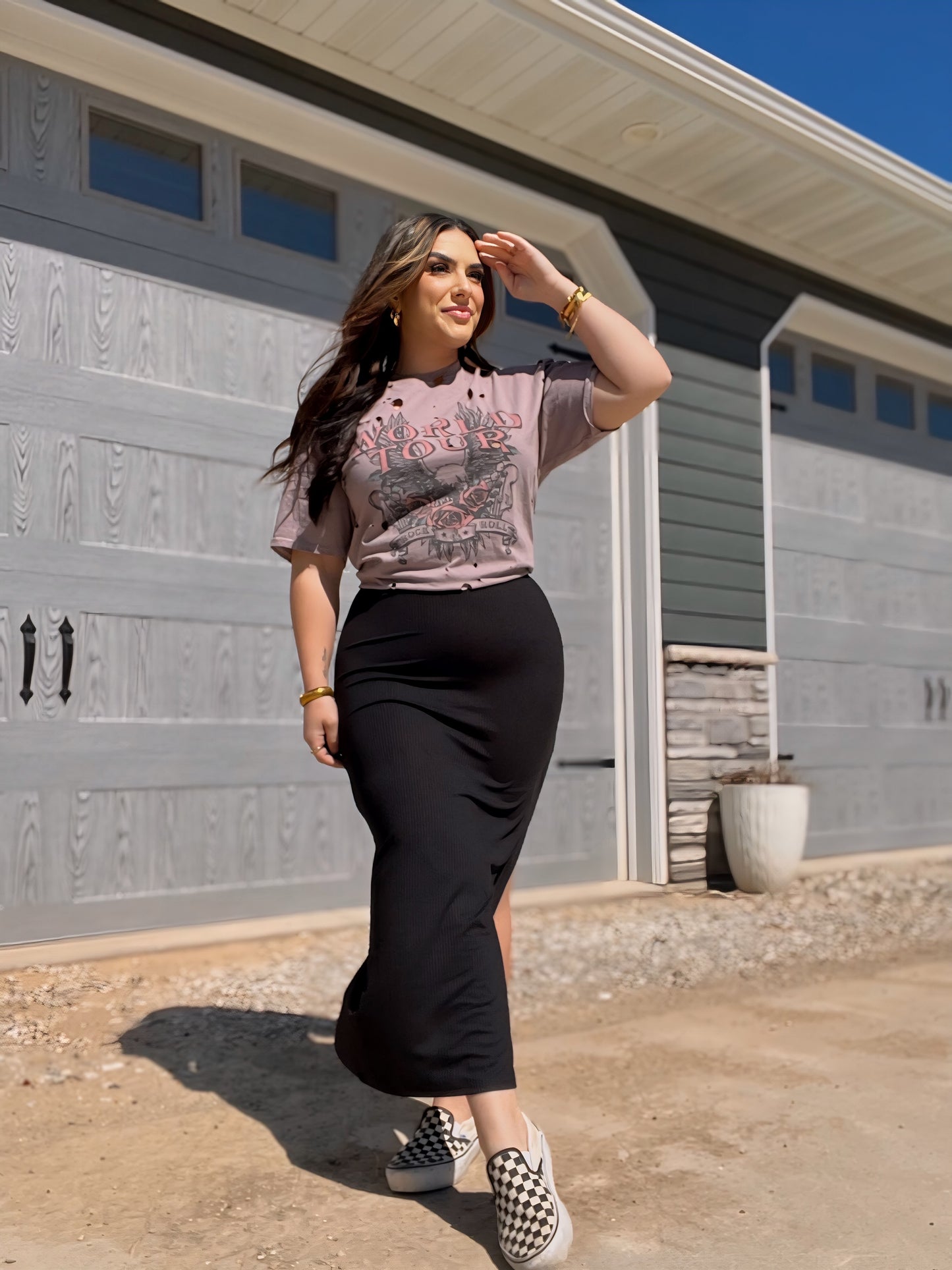 CURVY Needing You Ribbed Midi Skirt